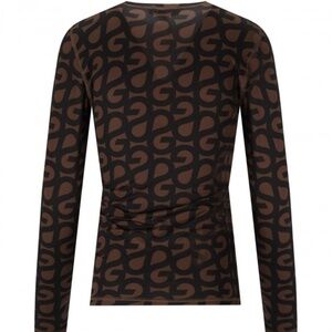 NWOT - STINE GOYA Repeating pattern long sleeve top. Black/Brown